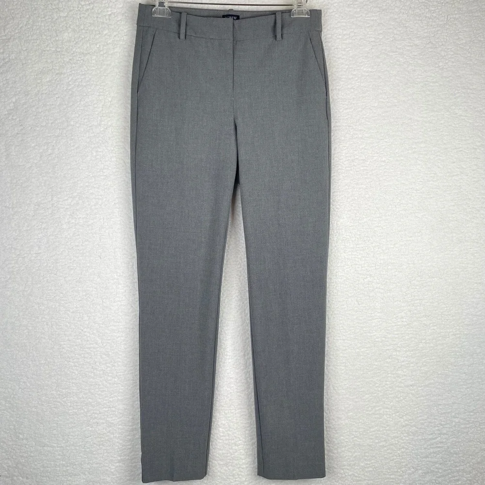 J.Crew Ruby Full-Length Pants Gray Slim Straight Dress Trousers Size 4 Career
